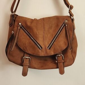 Vegan Suede Hobo saddle bag purse